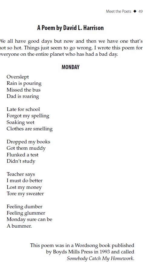 Monday poem by David